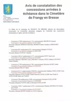 Avis de constatation des concessions arrivées à échéance